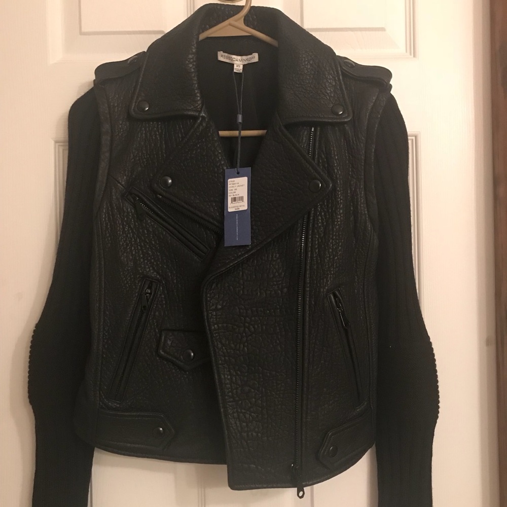 NWT Rebecca Minkoff leather/sweater jacket
